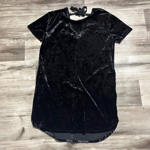 Z Supply Short Sleeve Scoop Neck Dress Mini Velvet Black NWT Women’s Size M - Picture 2 of 8